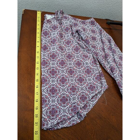 Rewind Cold Shoulder Blouse S Purple Mandala Print Scoop Lace Keyhole Strappy - Picture 7 of 9